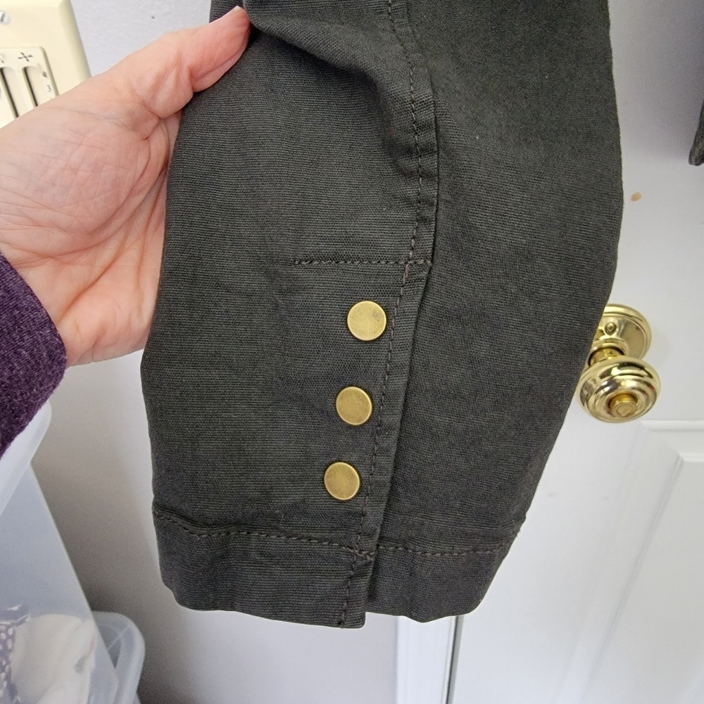 Anthropologie Structured Button Front Blazer Jacket Twill Dark Gray Size 12 - Picture 5 of 15